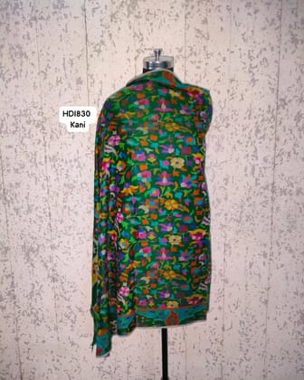 Green Kani Pashmina Shawl – Handwoven Kashmiri Wrap in Pure Wool | Timeless Elegance by Heritage Design Inc