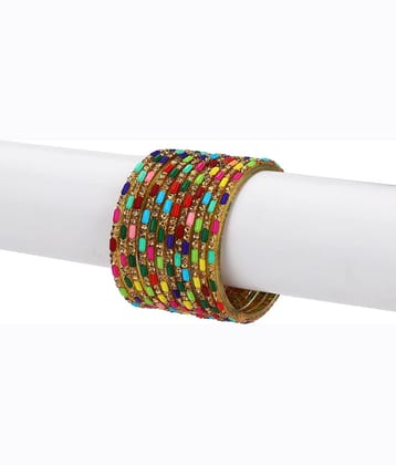 Somil Designer Colorful Collection Multi 12 Fashion Bangle Set Ornamented With Exclusive Beads