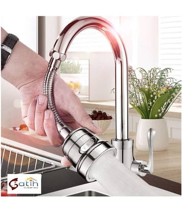Gatih 360 Degree Rotating Water-Saving Sprinkler, Faucet Aerator, Adjustable Head Nozzle Splash-Proof Filter Extender Sprayer for Kitchen, Bathroom (Three Mode Long, Faucet Head with Nozzle - C2)