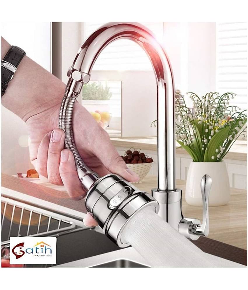 Gatih 360 Degree Rotating Water-Saving Sprinkler, Faucet Aerator, Adjustable Head Nozzle Splash-Proof Filter Extender Sprayer for Kitchen, Bathroom (Three Mode Long, Faucet Head with Nozzle - C2)