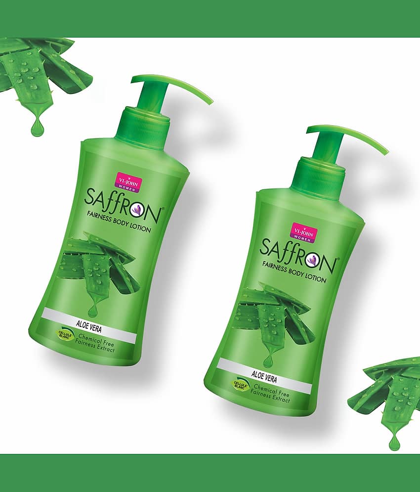 VI-JOHN Saffron Fairness Body Lotion Aloevera 250ml Each (500ml) - Pack of 2