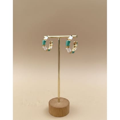  Earrings Turquoise White Hoop
