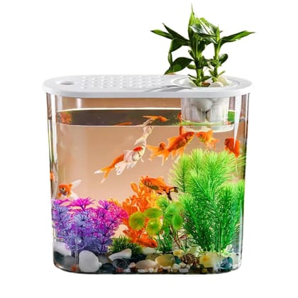 Hydroponic Mini Fish Tank with Planting Basket – Stylish Aquarium