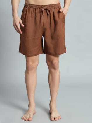 OWO THE LABEL Men’s Organic Linen Boxer Shorts – Comfortable and Classic in Brown-S