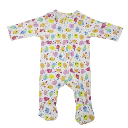 Footed Rompers - White Fish-6-9 months
