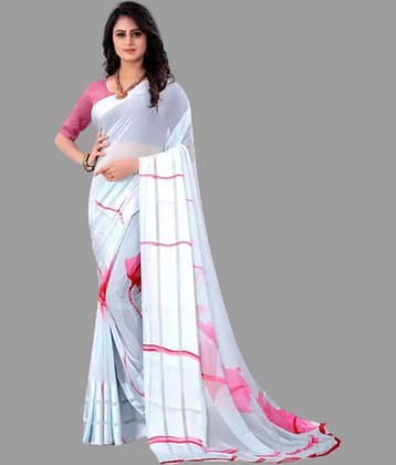 Sitanjali Lifestyle Georgette Printed Saree With Unstitched Blouse Piece ( Grey )