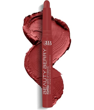 Beauty Berry Poppins Matte Lip Crayon Lipstick for Women 3g, Red Aurora (Shade - 05)