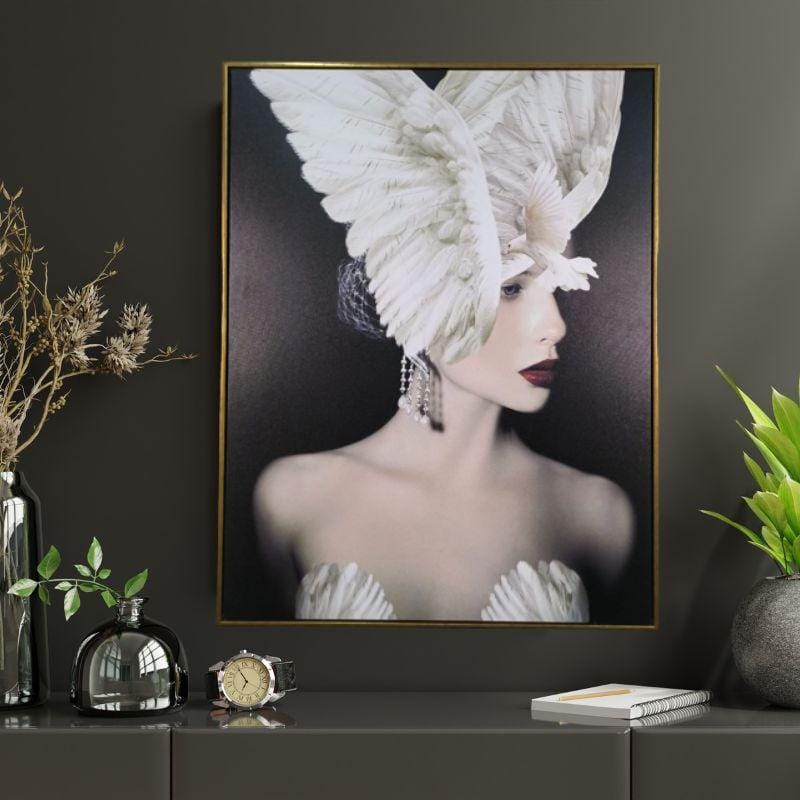 WINGS CROWN WALL PAINTING-BLACK FRAME