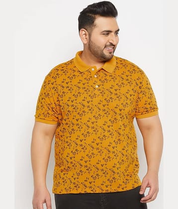 The Million Club Pack of 1 Cotton Blend Regular Fit Printed Half Sleeves Men's Polo T Shirt ( Mustard )