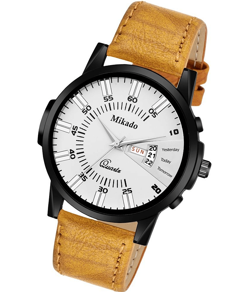 Mikado Brown Leather Analog Men's Watch