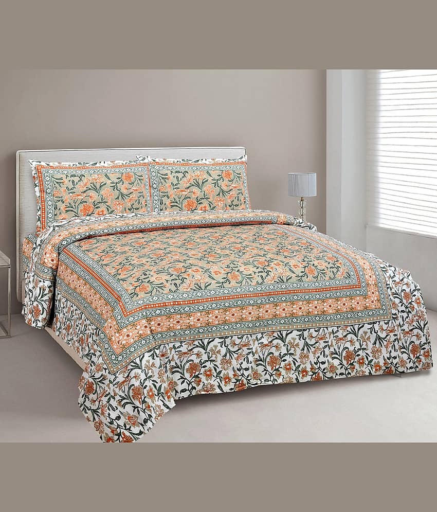 CLOTHORO Cotton 1 Double King Bedsheet with 2 Pillow Covers ( Multicolor )