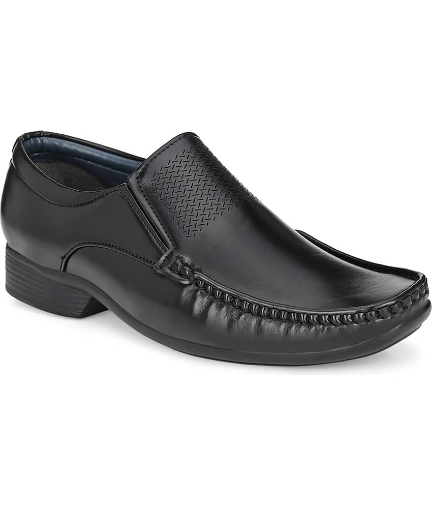 John Karsun Black Men's Slip On Formal Shoes