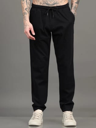 Men Cotton Regular Fit Joggers, BLACK-28 / Black
