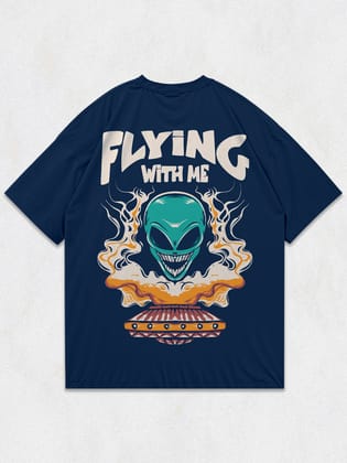 Fly With Me Oversized T-Shirt-Navy Blue / S