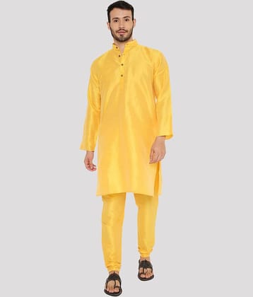 Maharaja - Yellow Silk Regular Fit Men's Kurta Pyjama Set ( Pack of 1 )