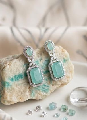 Generic Women's Brass Silver Plated Drop Earrings (Turquoise)-PID66243 Generic Women's Brass Silver Plated Drop Earrings (Turquoise)-PID66243