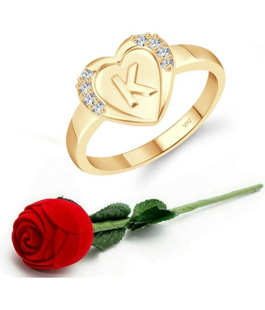 Valentine Initial '' K '' Letter in heart ring alphabet for women and Girls