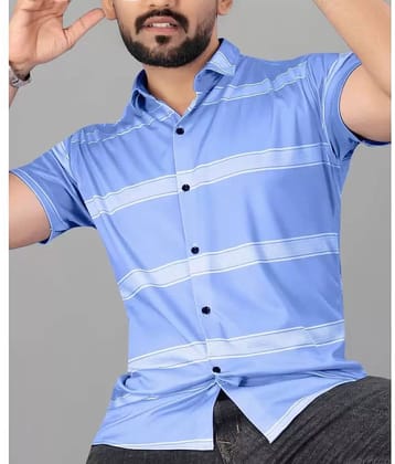 STI Cotton Blend Regular Fit Striped Half Sleeves Men's Casual Shirt - Blue ( Pack of 1 )
