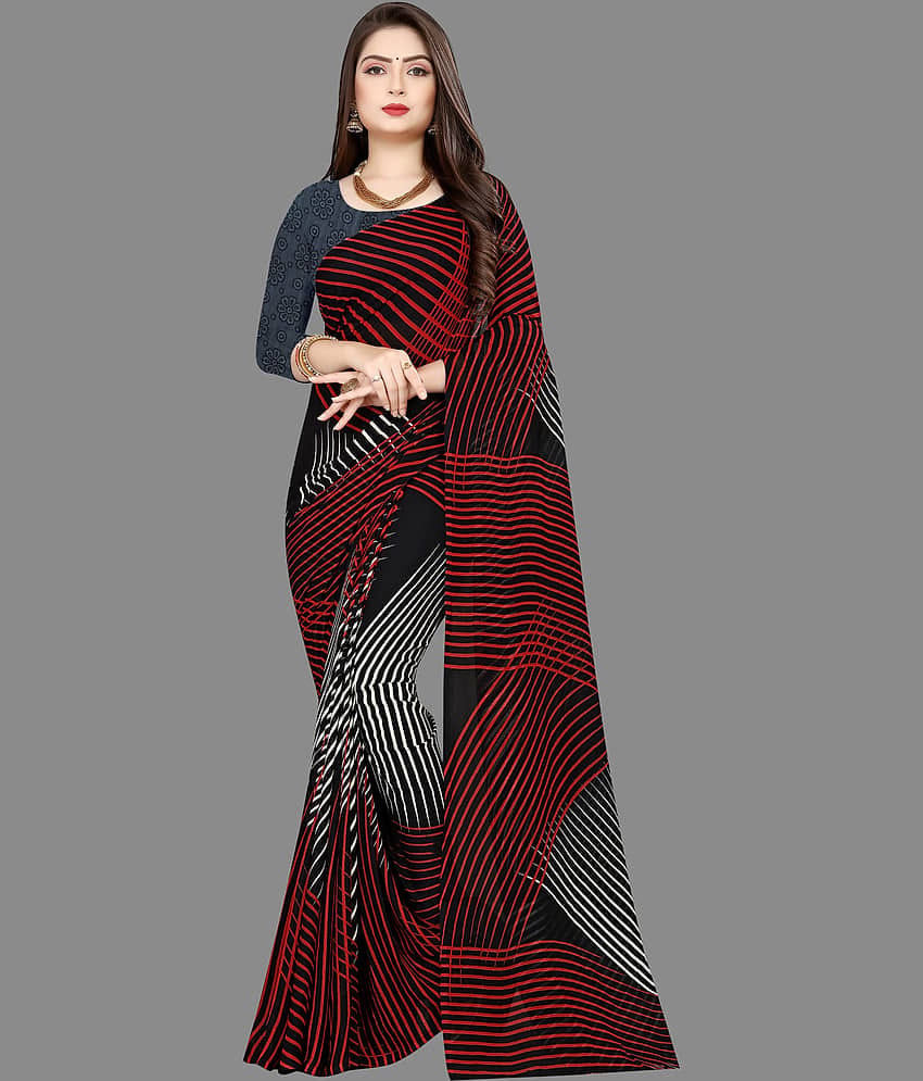 ANAND SAREES Georgette Printed Saree With Unstitched Blouse Piece ( Multicolor )