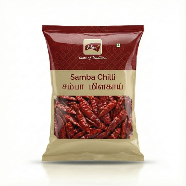 Valari Samba Chilli Whole Without Stem | Natural Laal Mirch Without Stem | Indian Spices | Sun-dried and Carefully Packed Red Whole Chilli