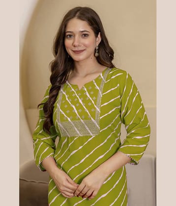 Kapadia Women Cotton Embroidered Straight Kurti ( Light Green )