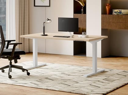 Workout Power Operated Height Adjustable Study Table with 4 Memory Presets - 1-Year Warranty, Highland Pine