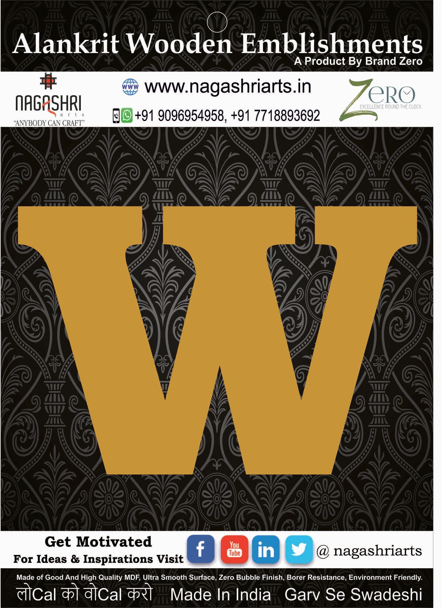 Brand Zero Alphabets, Numbers, Monograms - Upper Case W - CLBBT Font - Select Your Preference