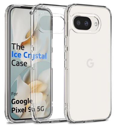 Ice Crystal Series Hybrid Transparent PC Military Grade TPU Back Cover for Google Pixel 9A 5G, 6.285 inch, Crystal Clear