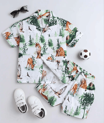 Ocvito Pack of 1 Boys Cotton Blend Shirt & Shorts Set ( Multicolor )