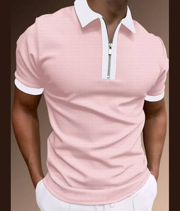 Try This Cotton Blend Regular Fit Colorblock Half Sleeves Men's Henley T-Shirt - Pink ( Pack of 1 )
