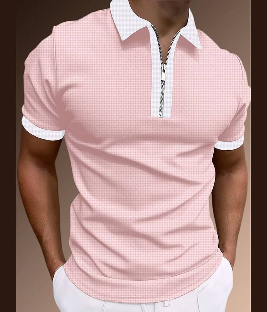 Try This Cotton Blend Regular Fit Colorblock Half Sleeves Men's Henley T-Shirt - Pink ( Pack of 1 )
