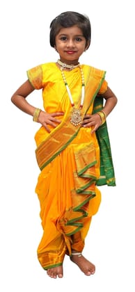 Mom And Me Yellow Nauwari Saree (2-3 Years) | Belgaon Silk | Ethnic Party Mom And Me Yellow Nauwari Saree (2-3 Years) | Belgaon Silk | Ethnic Party