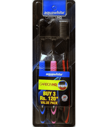 aquawhite Carbon HD Pack of 3 Toothbrush Pack of 3