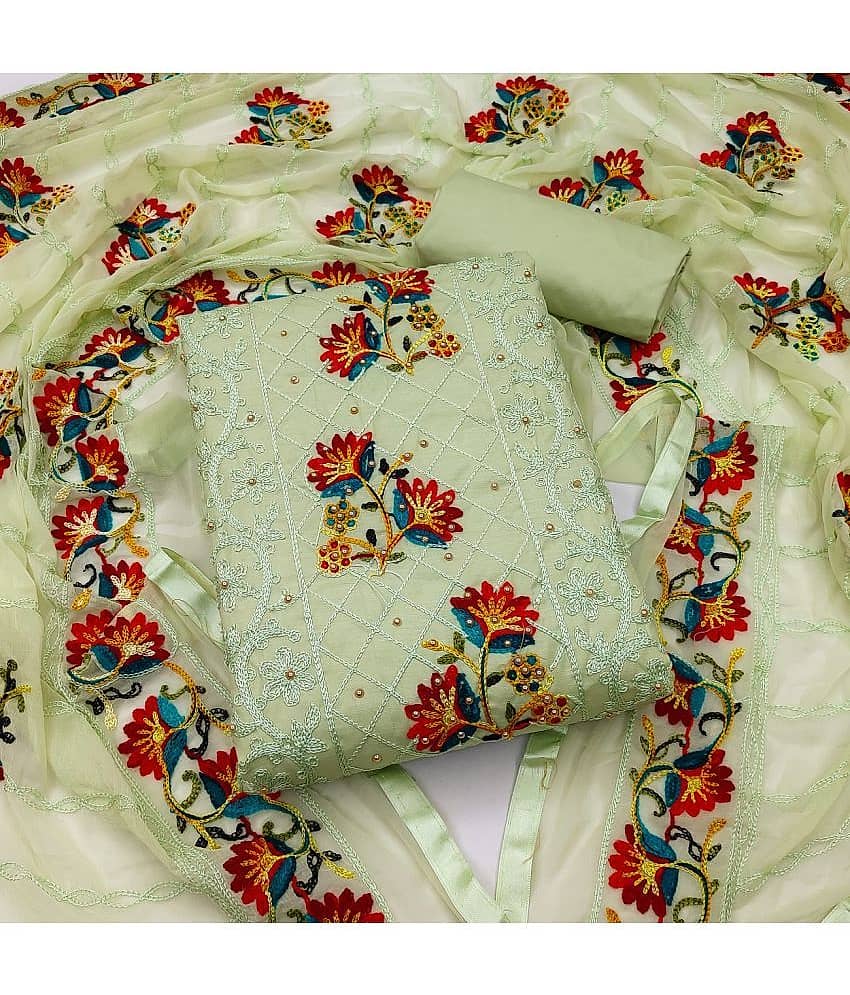 Gazal Fashions - Unstitched Green Cotton Dress Material ( Pack of 1 )