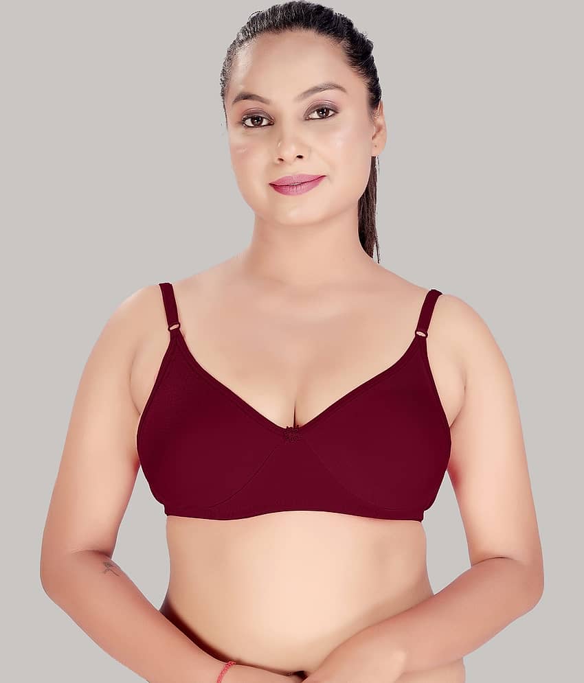 HAYA Cotton Non Padded Women's Plunge Bra ( Maroon )