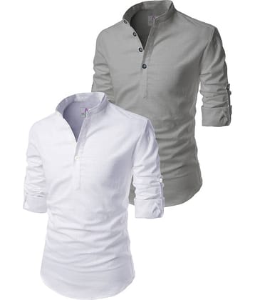 Apektra Grey Cotton Blend Men's Regular Kurta ( Pack of 2 )