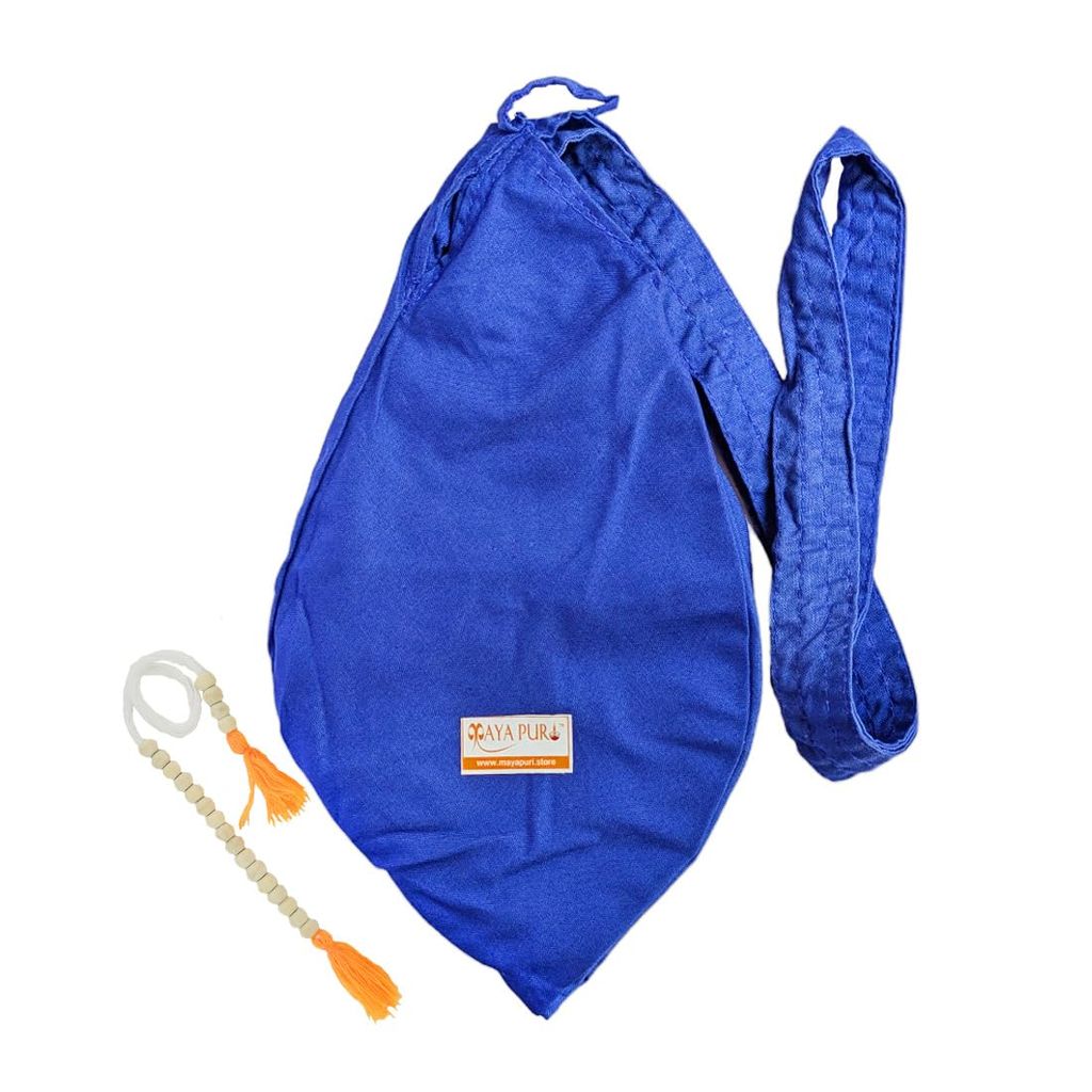 MAYAPURI Pure Cotton Gomukhi Japa Mala Bag/Bead Bag or Chanting Bag with Zip Pocket & Sakshi Mala Counter (Prussian Blue) - Pooja Needs | Buy online on ZillyBuy