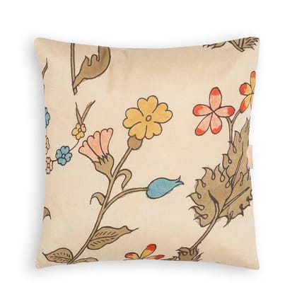 Handpainted Kalamkari Floral Cushion Cover Pack of 1 12x12 Inches