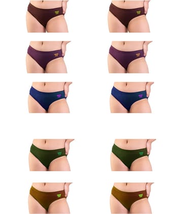Renox Pack of 10 Cotton Hipster For Women ( Multicolor )