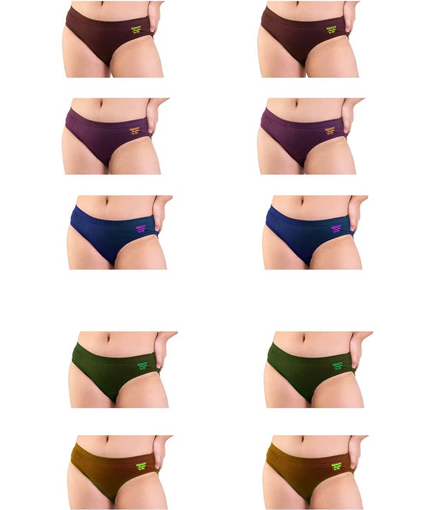 Renox Pack of 10 Cotton Hipster For Women ( Multicolor )