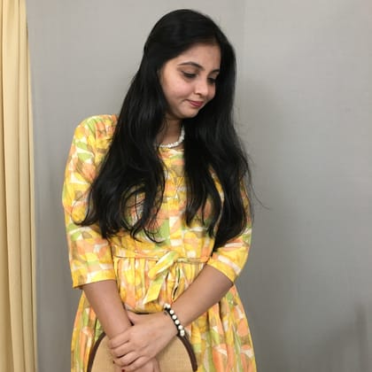Geometric Prints - Yellow - Maternity Kurti with Feeding Zips - Soft Rayon-36 - 38 ( S - M )