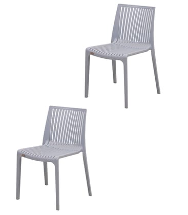 Supreme Furniture Oasis Plastic Without-Arm Chair Suitable for Home, Office, Garden, Living Room, Cafeteria, Restaurant, Hotel, Resort, Indoor & Outdoor(Set of 2, Sky-Grey)
