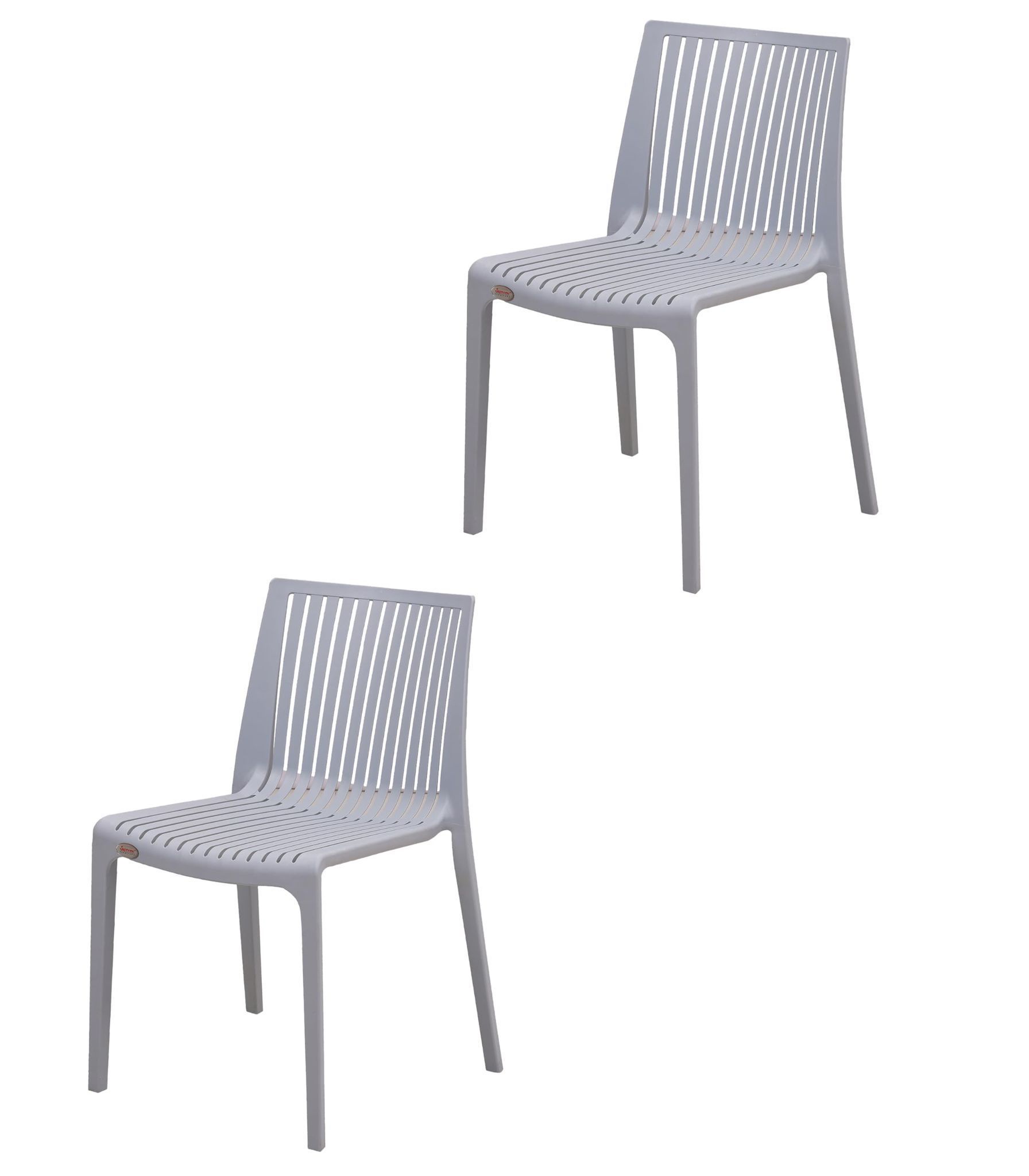 Supreme Furniture Oasis Plastic Without-Arm Chair Suitable for Home, Office, Garden, Living Room, Cafeteria, Restaurant, Hotel, Resort, Indoor & Outdoor(Set of 2, Sky-Grey)