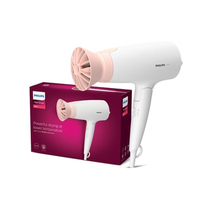Philips BHD308/30 Hair Dryer Powerful Drying with Less Heat 1600 Watts - White