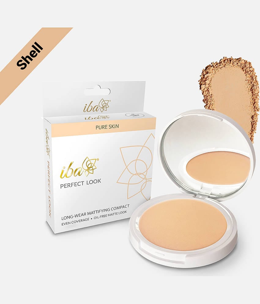 Iba Perfect Look Long Wear Mattifying Compact, Medium Shell, 9g , Oil Free Fresh Look , Matte Finish, (Pack of 1)