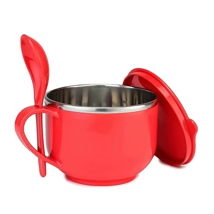 Maggi, Noodles & Soup Bowl with Fork & Spoon | Airtight Food Container for Pasta, Rice,