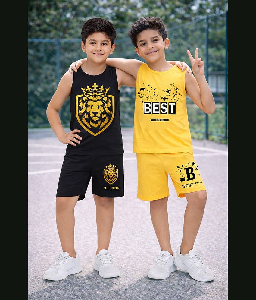 Trampoline Pack of 2 Boys Cotton Blend T-Shirt & Shorts Set ( Multi )