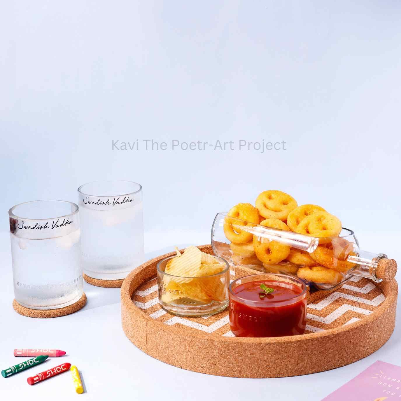 Absolut Bottle Serving Set with Cork Tray