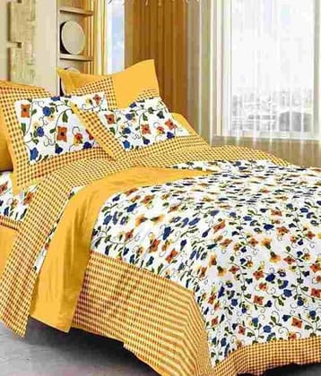 Kismat Collection Cotton Double Bedsheet ( Yellow )