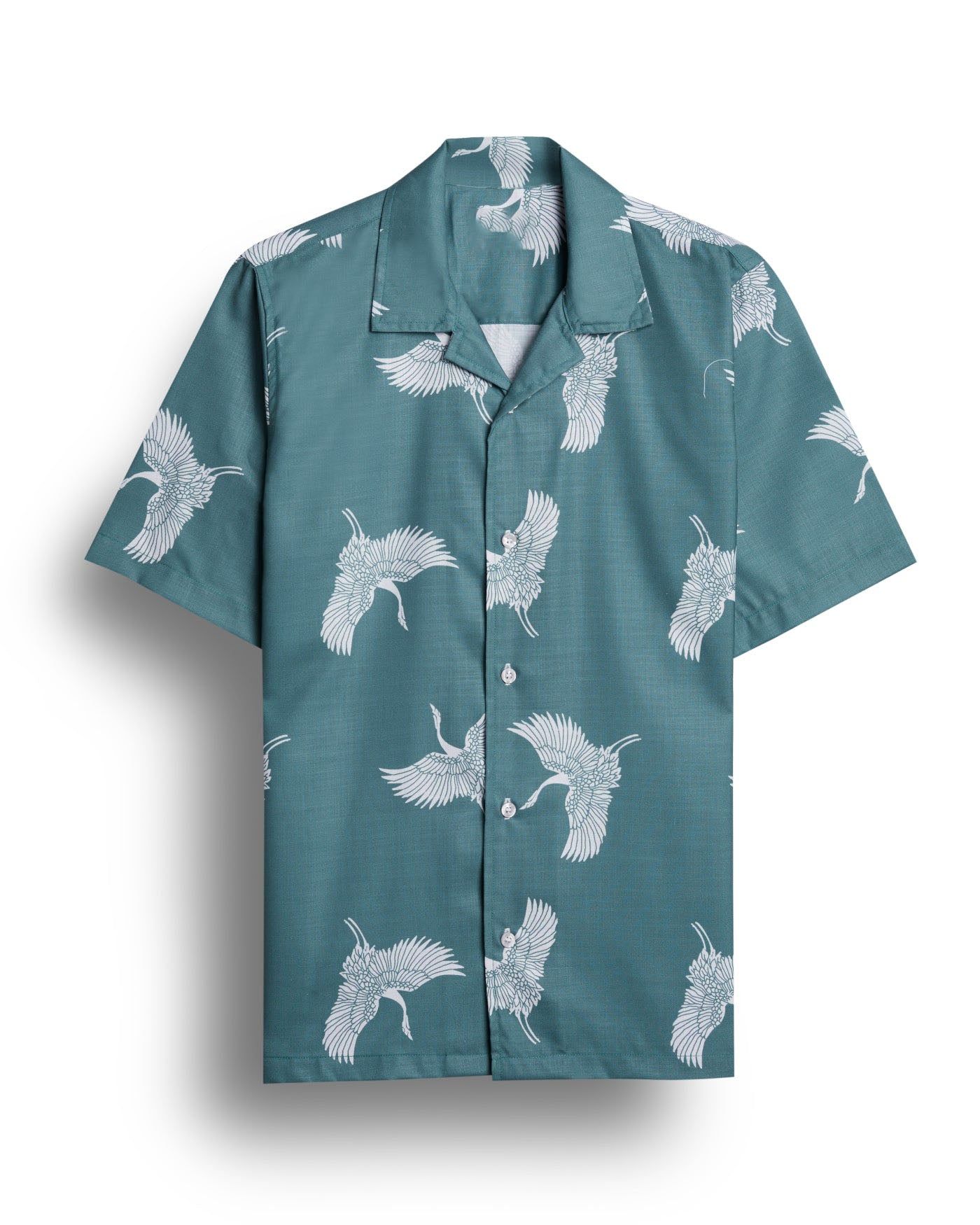 "Flight of Fashion: GlamaStitch Men's Bird Printed Short Sleeve Shirt"-S